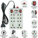 Digiway 8 + 2 Mini Power Strip Extension Board || Board with 2 Switch || Indicator, Safety Fuse & 8 International sockets || 2 Meter Cord Wire (8 + 2 Mini Power Strip_Beige)