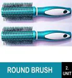 D-Top Combo Blue Hair Round Rolling Curling Comb Hair Brush for Women and Men ()