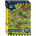 Webby Card Board Flea Market Illustration Jigsaw Kids Puzzle Set, 252 pcs