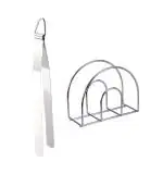 Urban Buy Stainless Steel Roti Chimta Tong With Stainless Steel Napkin Holder and Multicolour, Pack of 2