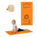 YOGTAPAS Lion Design Yoga mat for kids girls boys children little yogis champs with carry Strap lightweight foldable antiskid designer printed folding thick anti-skid yogamat (Orange)(2fts x 4fts) (4mm Thickness)