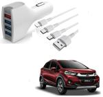 Kozdiko 4 Port USB Car Charger with 3 in 1 Cable for Honda WRV