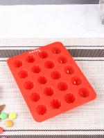 HAZEL Silicone Flower and Round Chocolate 3D DIY Homemade Candy Baking Mould, Oven Safe Food Grade Reusable, Red
