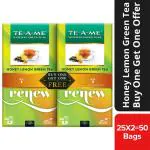 TE-A-ME Renew Honey Lemon Natural Green Tea | Buy One Get One Free | 50 Pcs Tea Bags | Green Tea | Buy 1 Get 1 Free