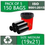 ALXIND Garbage Bags,Dustbin Bags, Trash Bags Black color 19 x 21 inch Medium 13 L Garbage Bag (150Bag )