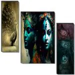 SAF SET OF 3 RADHA KRISHNA RELIGIOUS MODERN ART WALL PAINTING WOODEN ART DECORATION ITEM FOR LIVING ROOM | BEDROOM | HOME DECOR | GIFTS | QUOTES DECOR ITEM | WALL ART FOR HALL | MDF WALL DECORATION 12 INCH X 18 INCH SANFJM35293