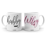 Cheeksy Black Text Hubby With Red Text Wifey Quotes Printed 300 Ml Set Of 2 Stylish Coffee Tea Mug For Couples,Husband-Wife,Girlfriend-Boyfriend,Anniversary,Wedding And Valentine Gift,Under 400