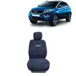 Kingsway Towel Fabric Car Seat Covers for Tata Nexon, 2017 - 2019 Model, Material: 100% Cotton, Color : Grey, Complete Set of All Seats (Car Specific Front + Rear Seat Covers)