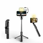 BOPUD Tripod Stand R1S with Flash Light and Remote Control Selfie Stick Video And Picture Catcher Bluetooth Selfie Stick & Flash Light 360 Degree Rotation With Tripod Stand Features Tripod.
