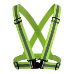 Robustt High Visibility Protective Safety Reflective Vest Belt Jacket, Night Cycling Reflector Strips Cross Belt Stripes Adjustable Vest Safety Jacket (Green, 1)