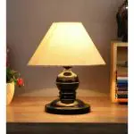 DesiDiya Table Lamp with Cotton Fabric Shade for Bedroom Living Room Office Bulb Holder Type - B22 (Pack of 1 - Black, Bulb Not Included)