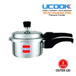 UCOOK Tri-Ply Stainless Steel Induction Pressure Cooker with Outer Lid 3 L