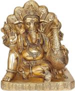 Dattatreya Brown Brass Mayur Ganesha Idol