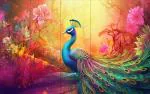 KUBE Beautiful Peacock Wall Painting 7 mm MDF Sparkal Lamination Full HD Painting Digital Reprint 30 inch x 48 inch Painting | Wall Painting For Living Room| Bedroom| Home Decor |Hotel |Office (With Frame) Incomplete