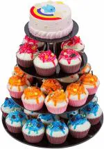 Porpoise Cupcake Stand For Birthday Party (1 pc 4 Layer Round Black)