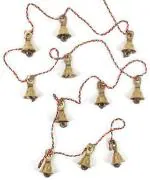 Rastogi Handicrafts Brass Decorative String of 11 Metal Vintage Indian Style Fair Trade Wall Bells
