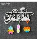 Sarvatr sarvatr Acrylic Key Holder | Jay Shree Krishna Key Stand for Wall | Devotional Key Holder | 5 Key Hook | Decorative Acrylic Key Stand