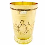 Prisha India Craft Pure Brass Mughlai Style Embossed Design Lassi Glass Capacity 250 ML