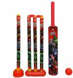 Grest Plastic Cricket Kit Set Indoor and Outdoor Garden Play Set with Bat, Balls, Wickets, Bells for 2-6 Yrs Kids ( Avengers )