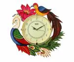 CRAFT WHEEL 69 Ajanta Two Bird Yellow Designer Wall Clock for Home decor HandMade 33 x 33 cm