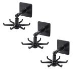 MAPPERZ Adhesive Stronger Plastic Wall Hangers 360 Degree Folding Hooks for Hanging Robe, Coat, Bags, Lights, Calendars,Towel, Keys, Oil-Proof Heavy-Duty for Bathroom Kitchen (Pack of 3)