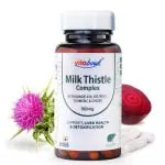 Vitabowl’s Milk Thistle with Beetroot, Dandelion Root, Tumeric & Ginger Extract with 80% Silymarin for Fatty Liver, Liver Detox & Support, Antioxidant Support, Detox - 60 Veg Capsules