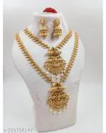 CHETNA FASHION Latest Bridal jada billa Design Fancy Traditional Necklace Jewellery Set |for Women|Pack of 1|Colour:-Gold