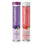 Fixuphealth Apple cider vinegar with the mother Vitamin B6 B12 weight loss boost metabolism 15 Tablets & Biotin Selenium Amino Zinc Effervescent Tablets Hair nails and skin care 20 tablets Combo pack