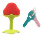 Grest Silicone Strawberry Fruit Shape Teether with Key Teether For Babies