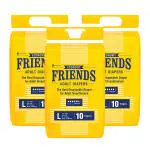 Friends Economy Adult Diapers Tape Style - 30 Count (Large) with odour lock and Anti-Bacterial Absorbent Core- Waist Size 29.53 - 57.09 Inch ; 75 - 145 Cm