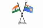 FlagSource India- Indian Air Force (IAF) Miniature Table Flag/Car Dashboard Flag with an X-Staff (Chrome)