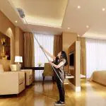 Ketzshop Microfiber Mop Wall Cleaning Mop with Long Handle Adjustable Long Broom Stick Duster for Ceiling Fan Window Blinds Furniture 100 inches Expandable Pole Handle (Pack of 1)