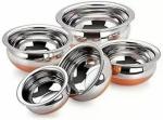 Girivar Stainless Steel Copper Bottom Kitchen Serving Bowls Handi Set of 5 Pieces