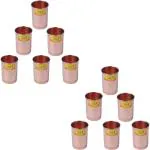 Shivshakti Arts (Pack of 12) C-222-12 Glass Set Water/Juice Glass (280 ml, Copper, Brown)