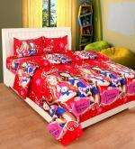 CECARO Premium BS Multicolor 3D Printed Polyester and Cotton Queen Bedsheet with Pillow Cover (88 x 88 inch)