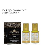 Menjewell Pack Of 2Pc Attar Mogra 3ml, Jasmine 3ml Attar Perfume Floral Attar
