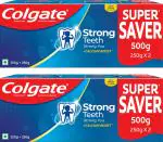 Colgate Strong Teeth Cavity Protection With Calcium Boost Toothpaste, 500 G Each (Pack Of 2)