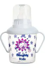 Naughty Kidz White Premium Sipper with Soft Nipple and Spout Sipper with Spoon