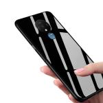 RUPELIK (Glass Back Oneplus 7T Black) Luxurious Toughened Glass Back Case with Shockproof TPU Bumper Case Cover for Oneplus 7T / 1+7T (Black)