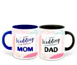 Whats Your Kick Set of 2 Happy Wedding Anniversary Mom and Dad Design Printed Black and Dark Blue Ceramic Coffee Mug and Tea Mug 325ml