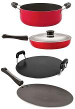 Nirlon 4 pcs of Red and Black Non-stick Kitchen Cooking Utensil Combo Set