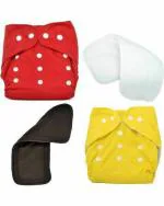 BEAUTIQ BABY COLLECTIONS CHARMING STARS Reusable Baby Cloth Diaper with Insert Nappy Liner Pad - Free Size (Pack of 4)