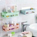 Inditradition Multipurpose Bathroom Shelf, Wall Hanging Storage Rack | with Self Adhesive Magic Sticker (Random Colour) (Pack of 3)
