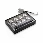 Honexa Steel Whiskey Stones for Gifts, High Cooling Whiskey Rocks, Reusable Metal Ice Cubes, Chilling Stones, Wine Cooler for Drink,Bar Accessories W/Tongs & Freezer Tray Whiskey (8 pcs)
