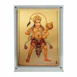 Hawai Gold Plated Shree Hanuman Bajrangbali Photo with Transparent Acrylic Magentic Tabletop Home Décor Religious Photo Frame, 8x5.8 inch Frame SFDI00465_ACRYLIC
