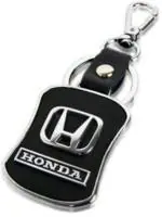 Blue Aura Mattrends Black, Silver Leather, Stainless Steel H Onda Logo Stylish Authentic Look Car Key Chain