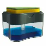 Blue Harmony 2 in 1 Soap Dispenser for Bathroom Accessories Dishwasher Liquid Holder Liquid Dispenser Pump 400 ML with Sponge Holder Kitchen Sink Accessories Items