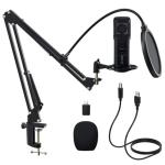 Audio Array AM-C42 Plug & Play Noise Cancelling USB Condenser Microphone with Mute Button/Echo/Volume Knob | Kit with Boom Arm & Wind Filter | Karaoke, Gaming, Skype, Podcast | Mac/PC/Mobile