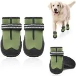 KUTKUT Waterproof Dog Booties for Hot Pavement Dogs Shoes Heat Protection Paw Breathable Non-Slip Rain Shoes Adjustable Reflective Straps for Small Medium Large Dogs 4PCS (Size 6: 9.0cm x 6.5cm)