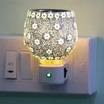 UDiMiSK Multipurpose Luxury Glass Electric Camphor Diffuser Kapoor Burner Bakhoor Dani Aroma Diffuser with Night Lamp (Floral Mosaic Design)